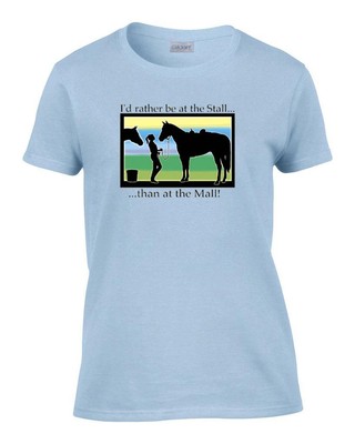Ladies I'd Rather Be At The Stall Than At The Mall Horse Cowgirl Women's T-Shirt