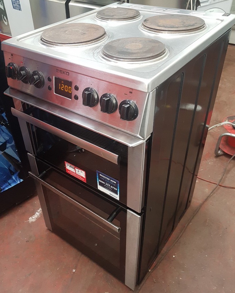 Beko BDV555AX 50cm Wide Double Oven Electric Cooker With Solid Hot