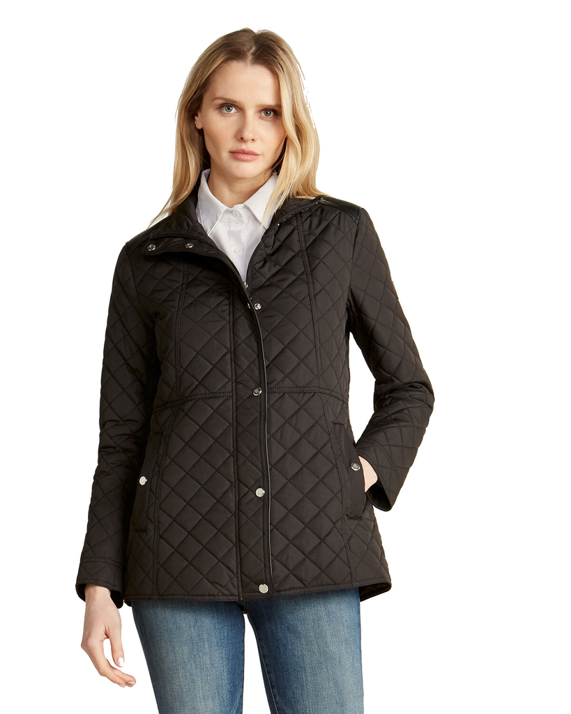 RALPH LAUREN レディース　ジャケット 100%毛 美品 サイズ2 RALPH LAUREN Women's Black Quilted Leather Trimmed Jacket