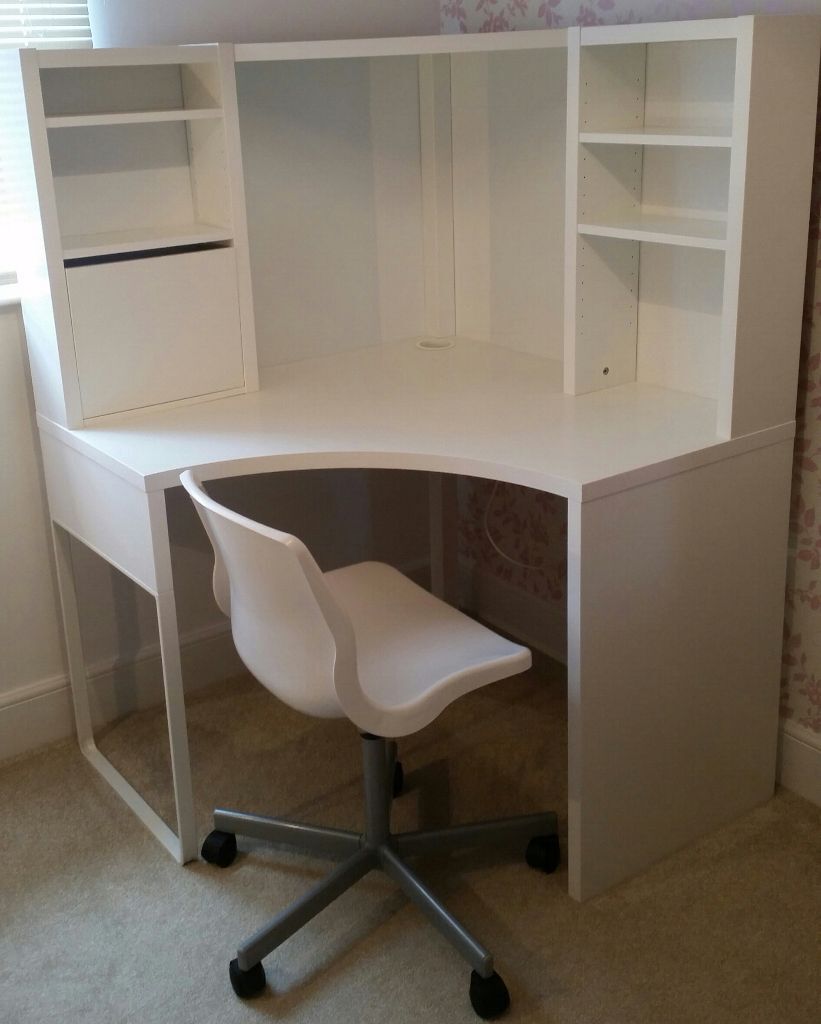 IKEA Micke corner workstation white and IKEA Snille Swivel Chair white  in Melrose 