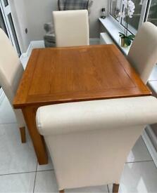 Solid oak M&S square extendable dining table and 4 chairs 
