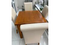 Solid oak M&S square extendable dining table and 4 chairs 