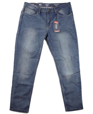 Chaps Mens Jeans 36x30 Skinny Fit Denim Freedom Stretch Straight Leg Blue Wash