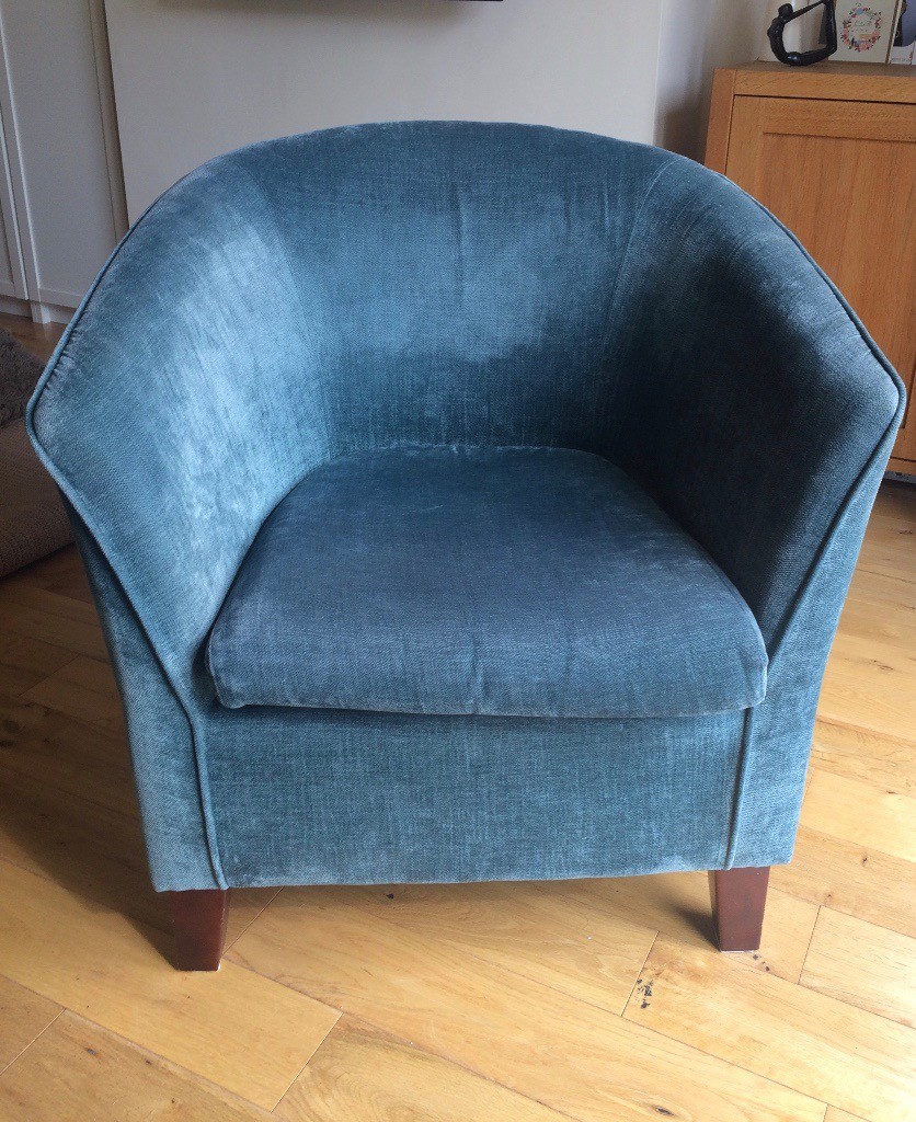 NEXT Teal TUB Armchair CHAIR TURQUOISE Blue W72, H77 and D72 cm in