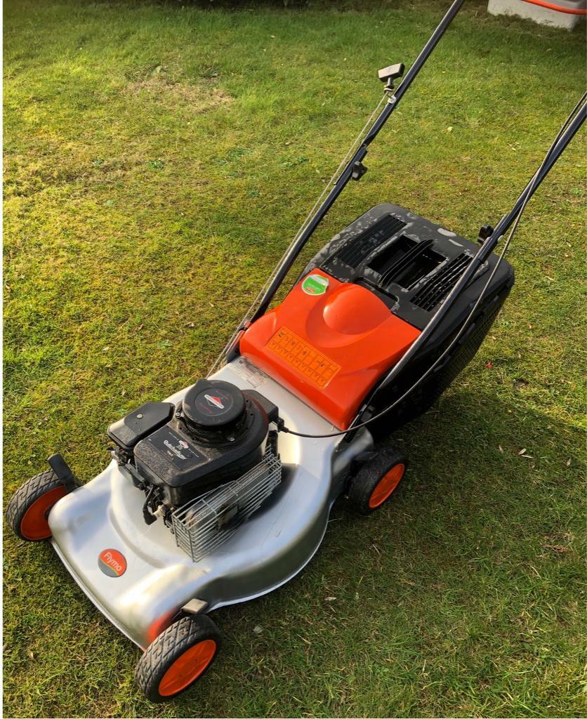 Flymo petrol push lawnmower with Briggs & Stratton engine serviced
