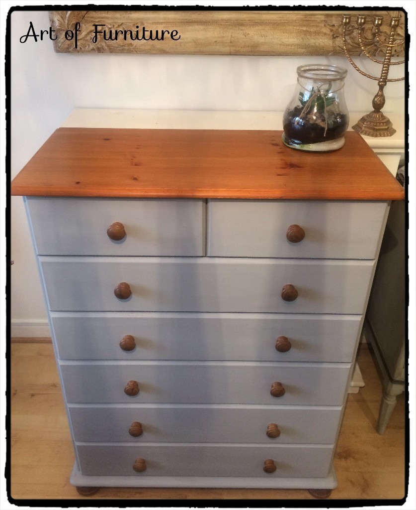 Pine Chest Of 2 Over 5 Drawers Hand Painted in ANNIE SLOAN Paris Grey