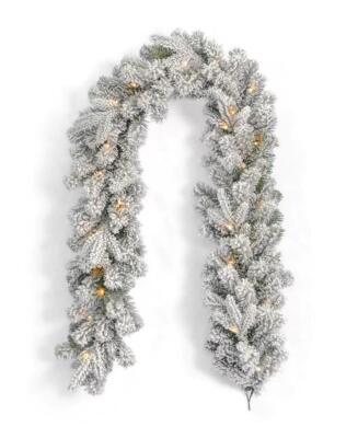 Estes Pine Flocked Front Door 3-Piece Pre-Strung (2) 6ft Garlands & 24' Wreath