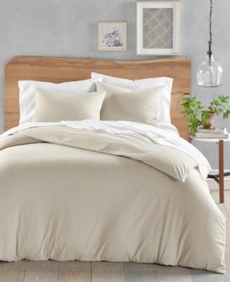 Oake Solid Cotton Hemp Linen Full/ Queen Duvet Cover Set
