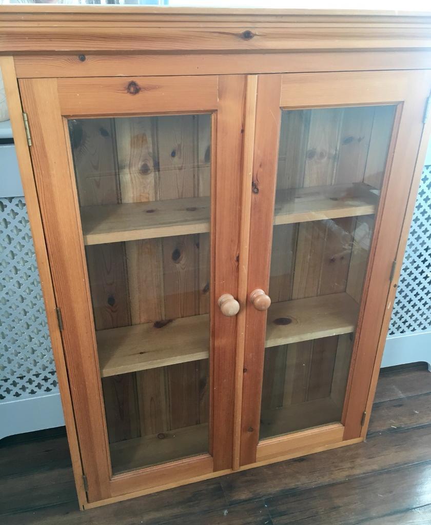 Pine Dresser Top Display Cabinet Cupboard With