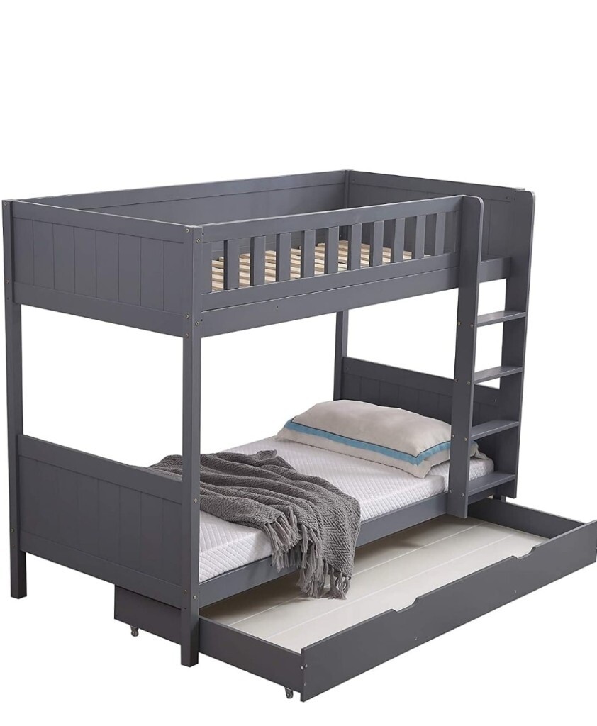 Single Solid Wooden Storage Bunk Bed Frame And Different Mattresses