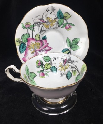 Lovely Queen's Rosina Bone China Cup & Saucer Set w/ Flowers & Leaves