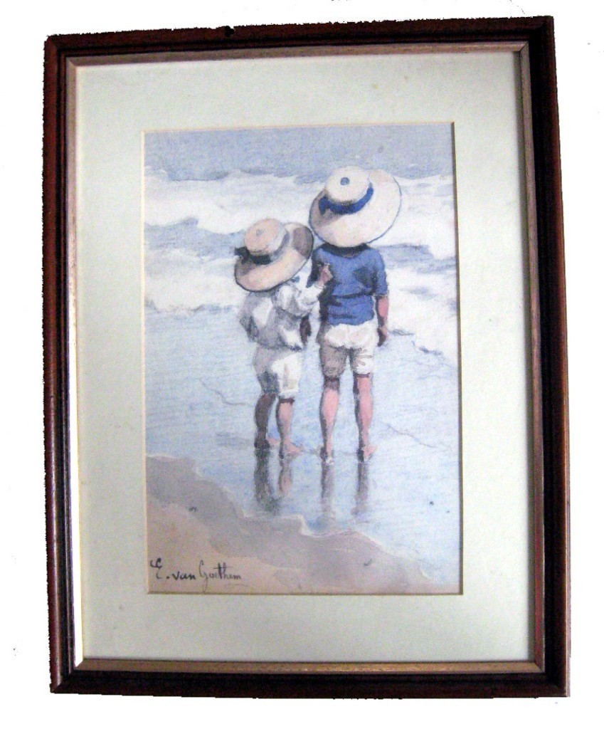 E. Van Goethem framed print Children at the Seaside. in Trowbridge