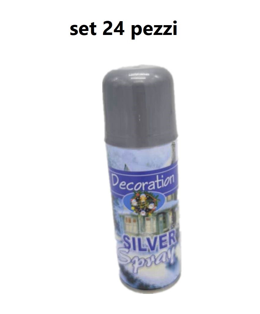Set 24 Pz Bomboletta Spray Silver Decorazione Addobbi Albero Natale Presepe bal