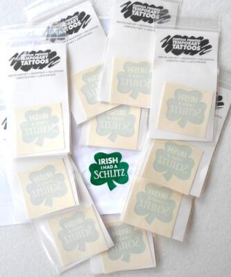 10 pc SCHLITZ ST PATRICKS DAY TATTOOS MALT LIQUOR SHAMROCK Temporary PARTY FAVOR