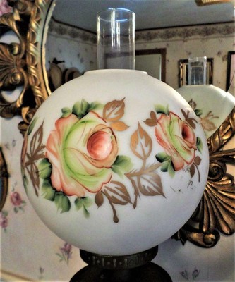 ANTIQUE BRADLEY & HUBBARD BANQUET PARLOR LAMP B&H ORNATE HAND PAINTED SHADE 32