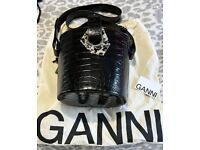 Ganni, black croc bucket bag. Genuine. 