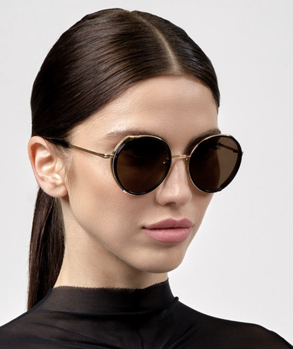 Pre-owned Dita Dts532-52-01-z Lageos Black - Gold W Sunglasses In Brown