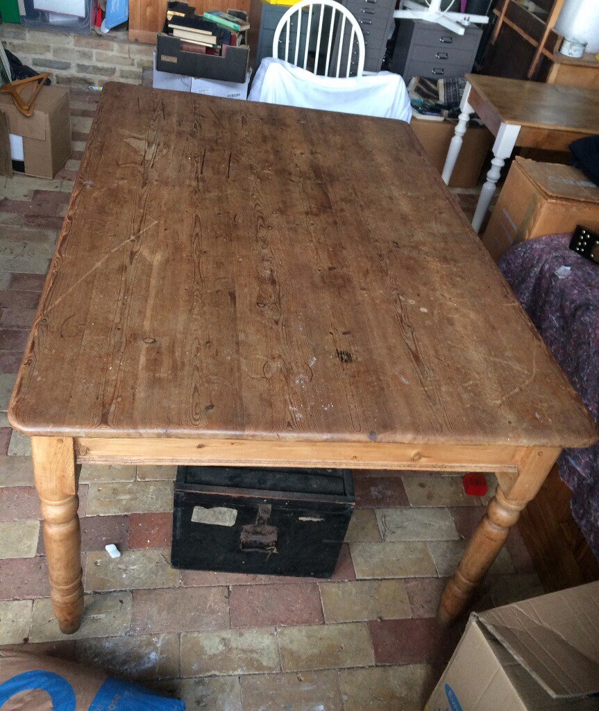 Vintage Pine Farmhouse Dining Table, Rustic Pine Table in Norwich