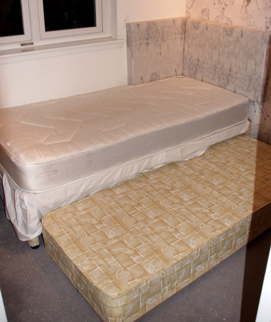 Single Divan Guest Bed with Trundle Pull Out + Mattress in