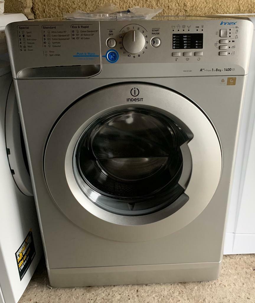 Silver Indesit 8KG washing machine free delivery in ShorehambySea