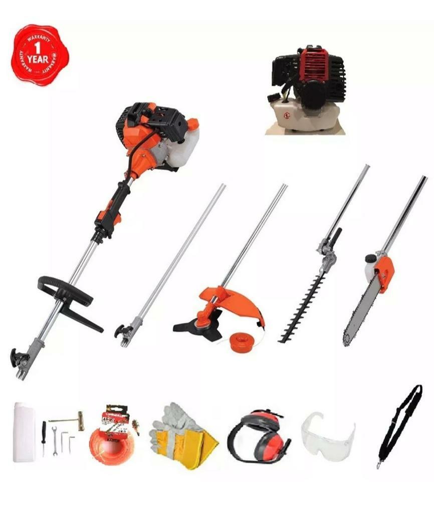 52cc 5 in 1 Garden Multi Tool Strimmer Petrol Hedge Trimmer Chainsaw Brushcutter in Bradford