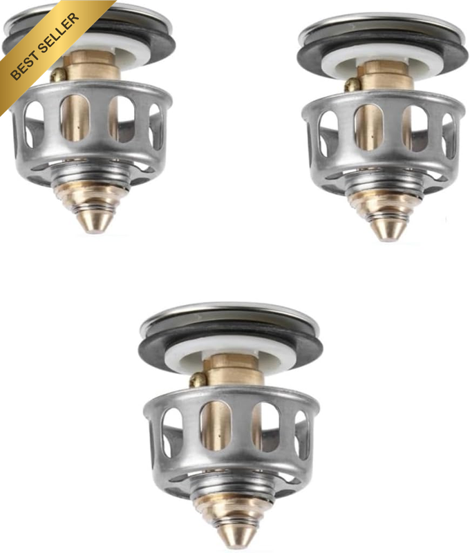 Universal Bathroom Sink Stopper,3 PCS Pop up Bathroom Sink Drain Plug with Baske