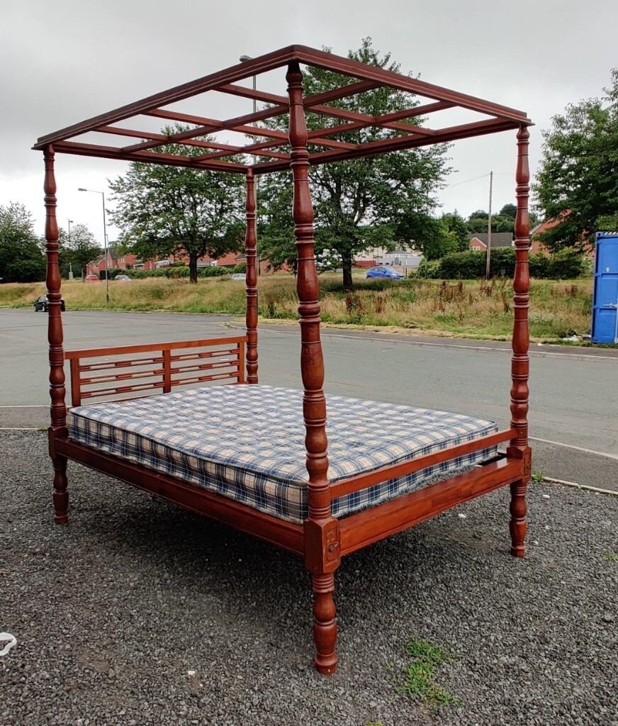 Four poster bed reclaimed Indonesian Teak in Hengoed, Caerphilly