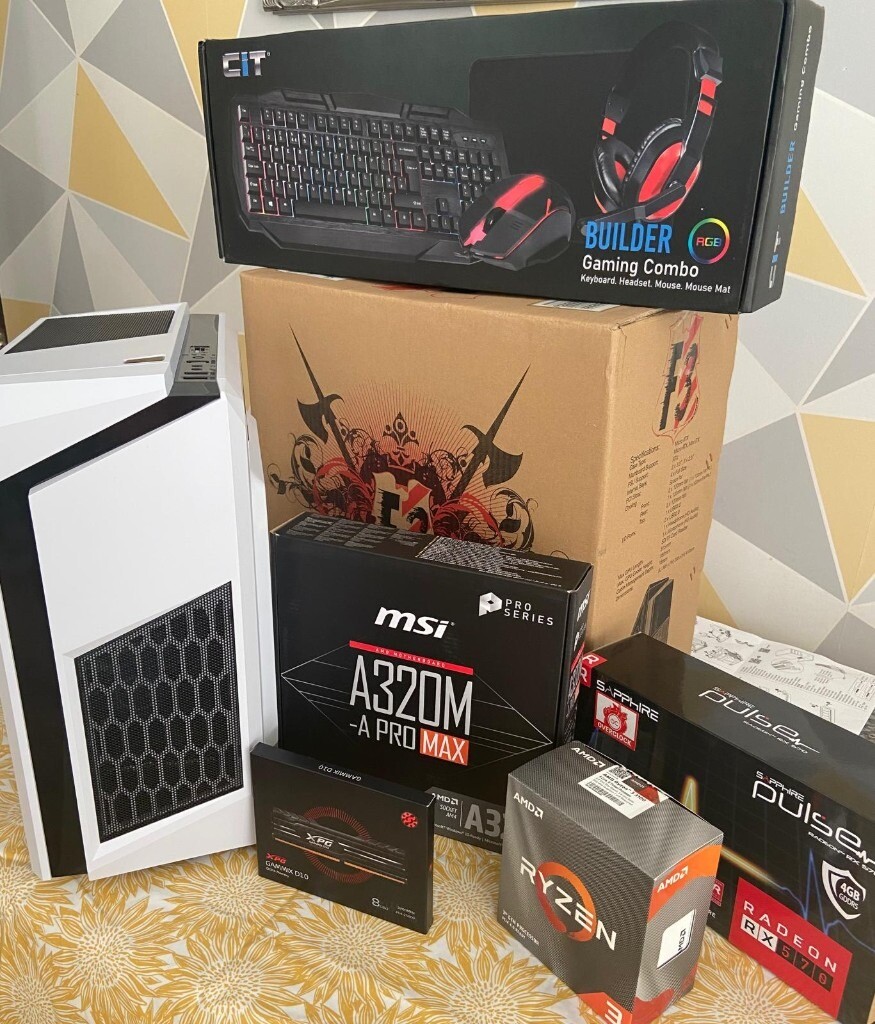 New Gaming PC with Mouse, Mousemat, keyboard, headset, ryzen 3100
