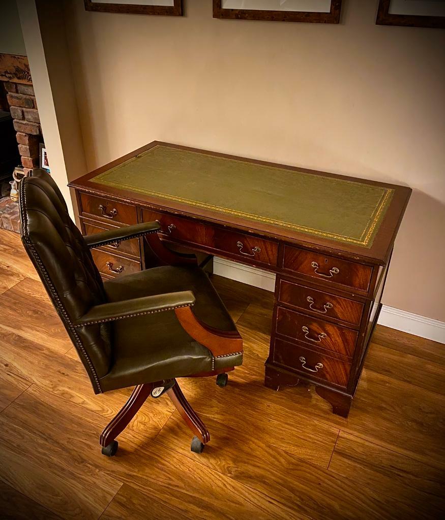 Antique Leather Top Desk With Chair in Huyton, Merseyside Gumtree
