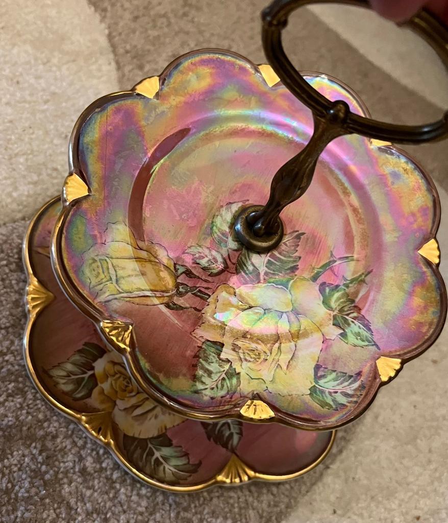 Royal Winton Grimwades Vintage Pink Floral Cake Stand in Cambuslang