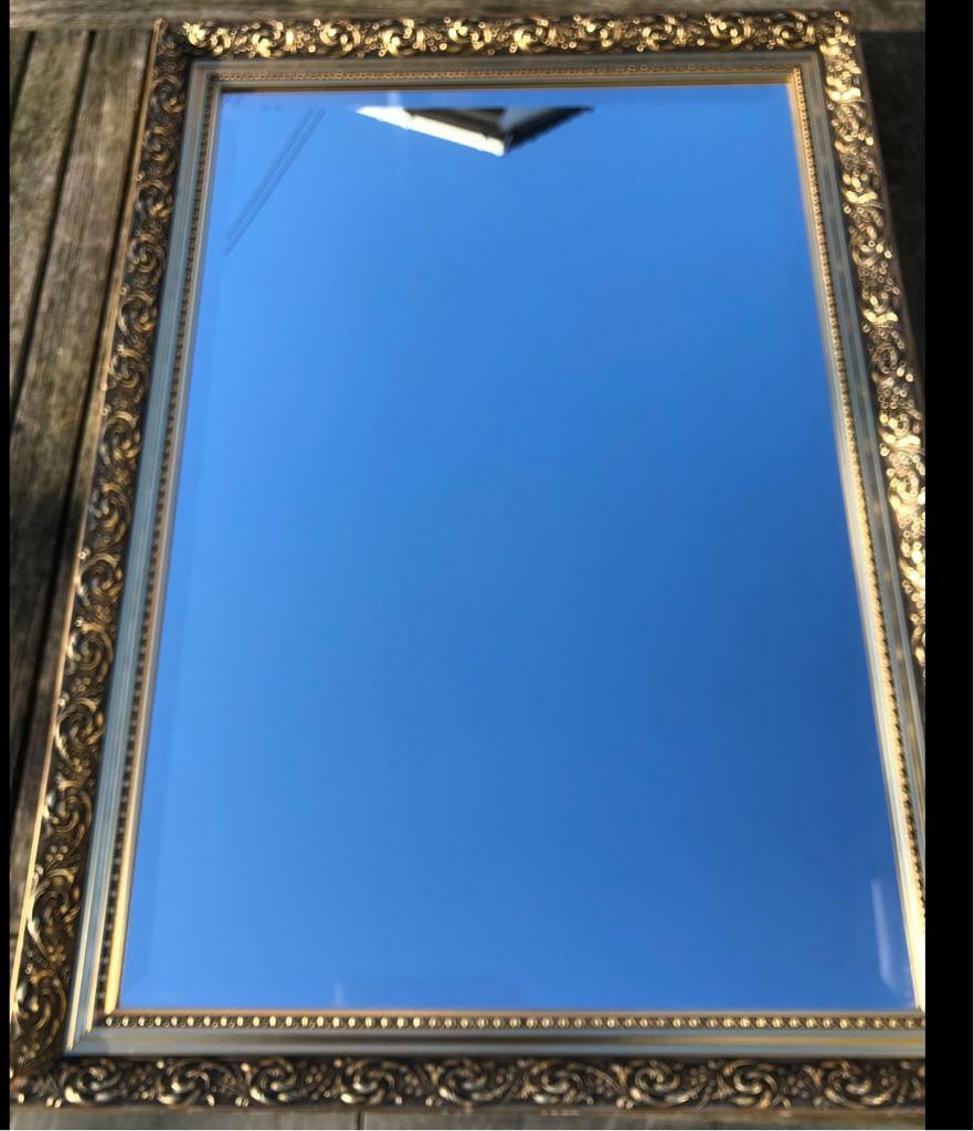 Large gold Gilt Antique Bevel Edged Mirror in Southampton, Hampshire