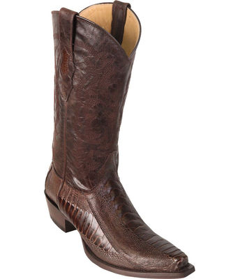 Pre-owned Los Altos Boots Los Altos Brown Genuine Snip Toe Ostrich Leg Western Cowboy Boot (d)