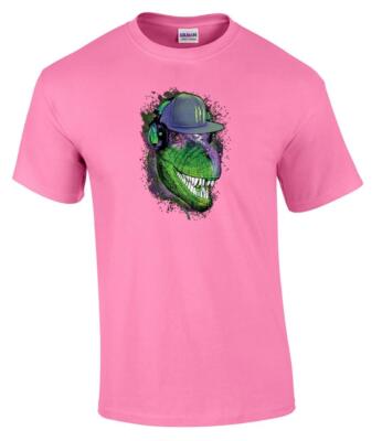 Funny Jurassic DJ Dinosaur Headphone T-Shirt