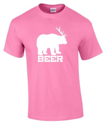Funny Beer Bear Deer Drinking Animal Pun Antlers T-Shirt