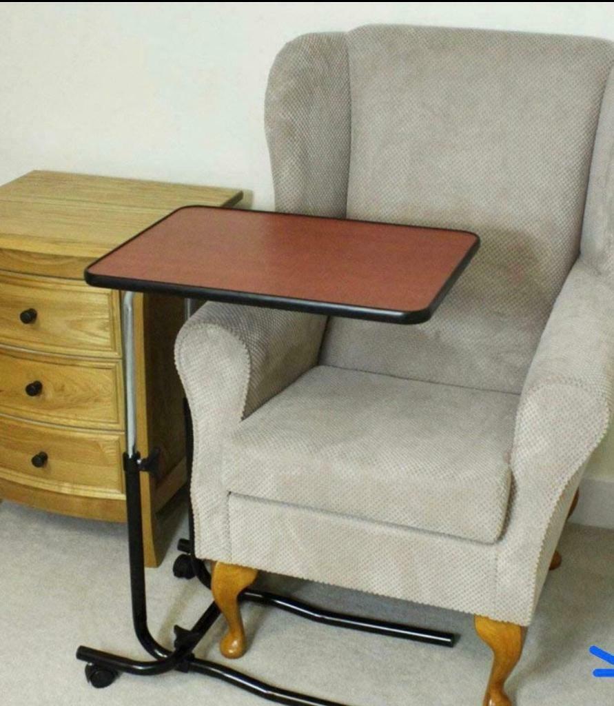 Over bed/couch desk adjustable height on wheels study bed table in