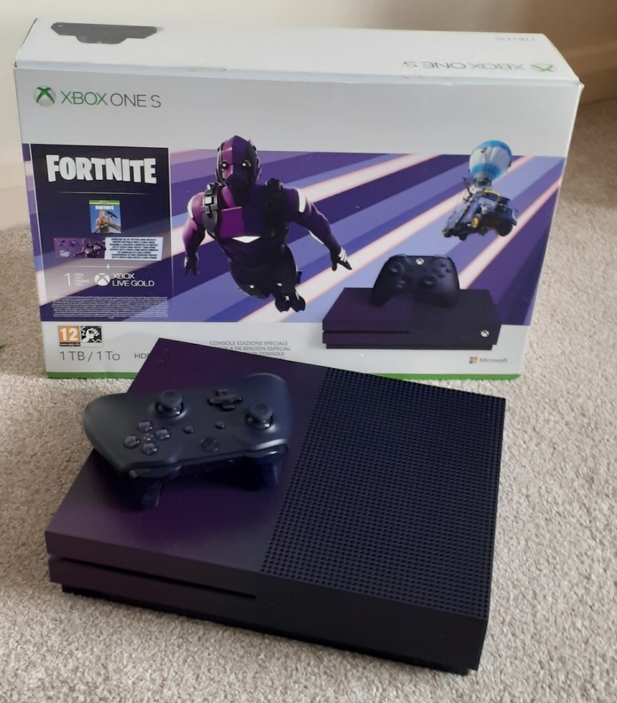 Xbox One S 1tb Purple Fortnite Special Edition in Darlington, County