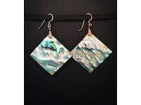 Vintage Abalone Shell and Silver Earrings (jewellery) fishhook