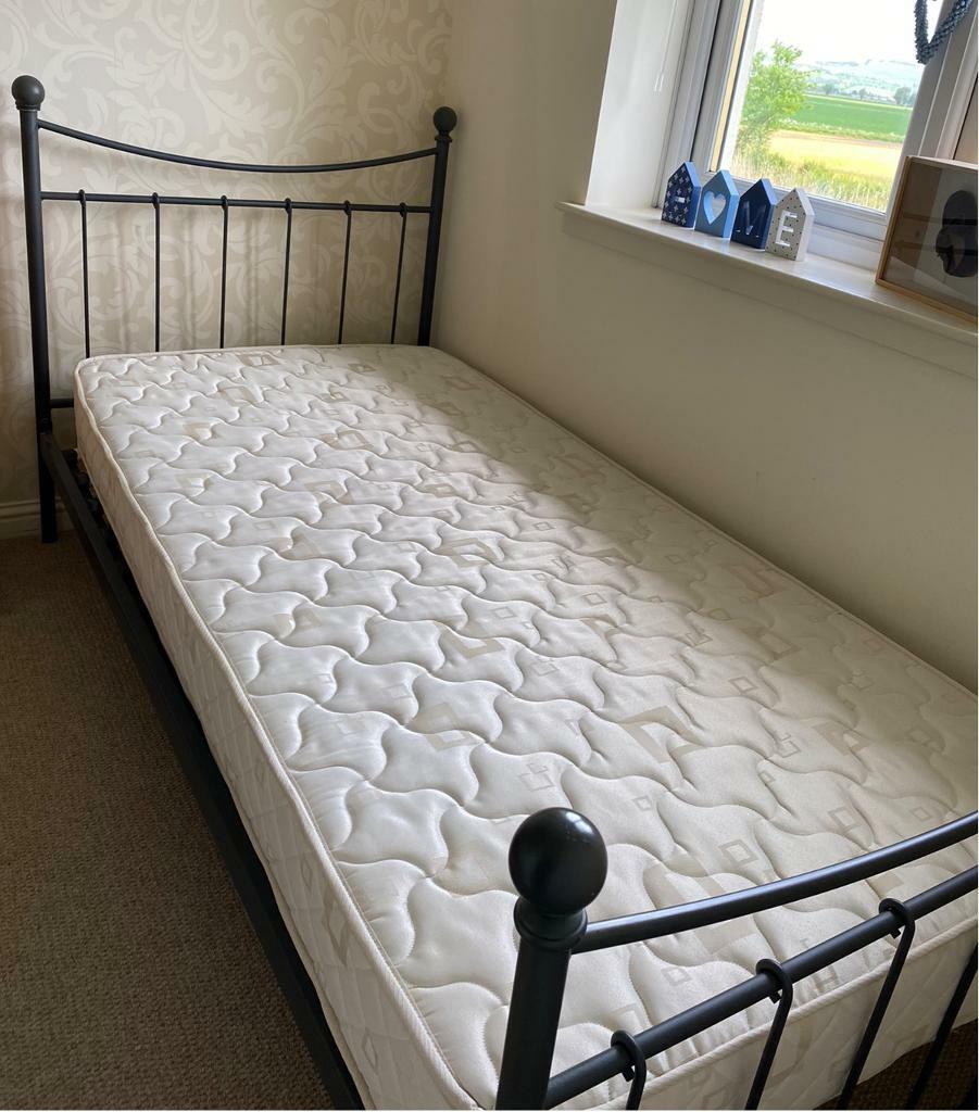Metal Bed Frame with Single Mattress in Perth, Perth and Kinross