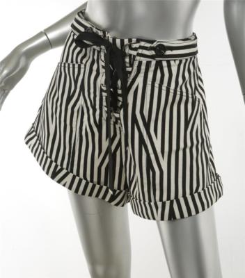 ショートパンツ SELF-PORTRAIT Woman Short White PF25111SKBW BLACKANDWHITE SELF PORTRAIT Womens Black White Striped Lace Up High Rise