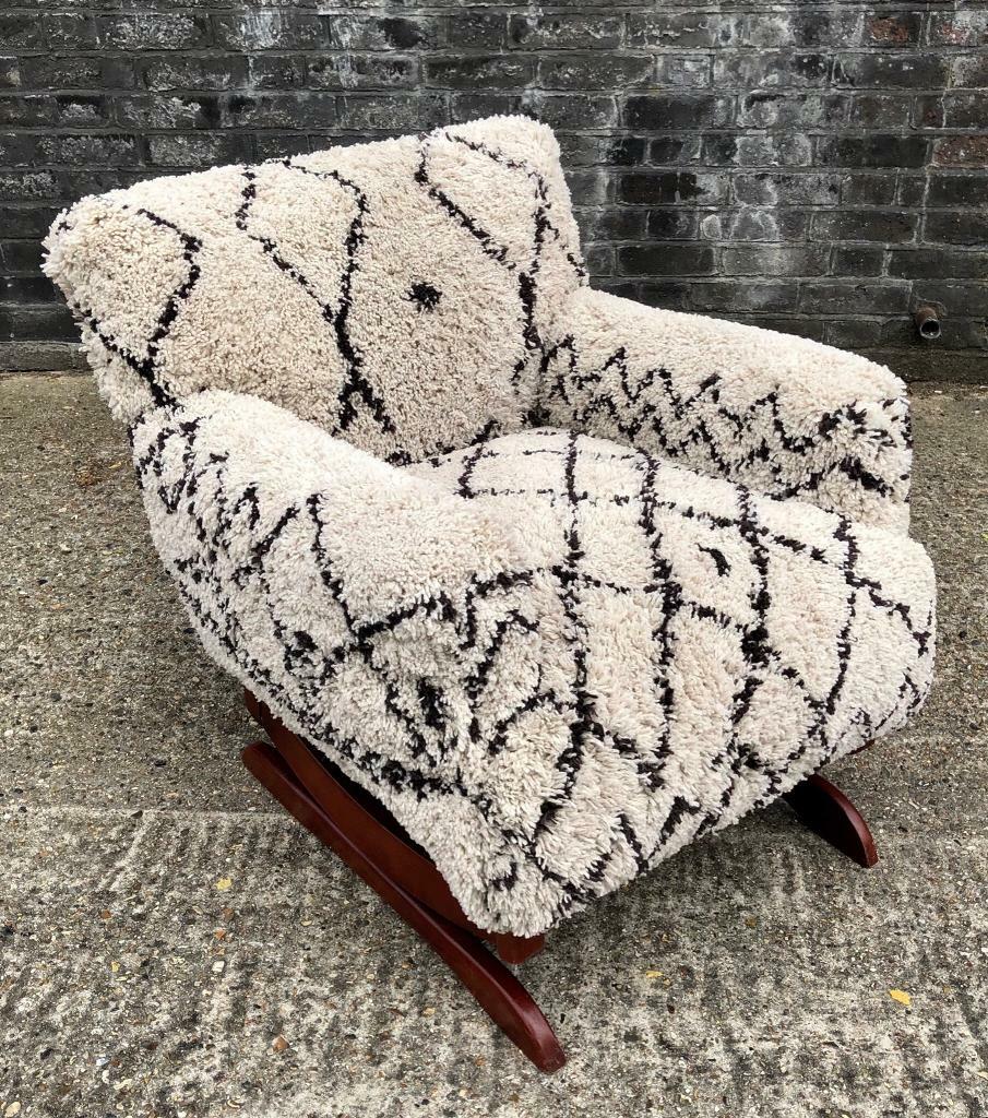 Vintage Berber rug style rocking chair retro armchair in Streatham