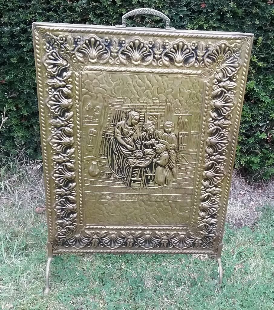 Vintage Brass & Wood Fire Screen/ Guard in North Walsham, Norfolk