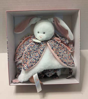 Doudou et Compagnie Paris White RABBIT cuddly Lovey toy with petals - BOH'AIME
