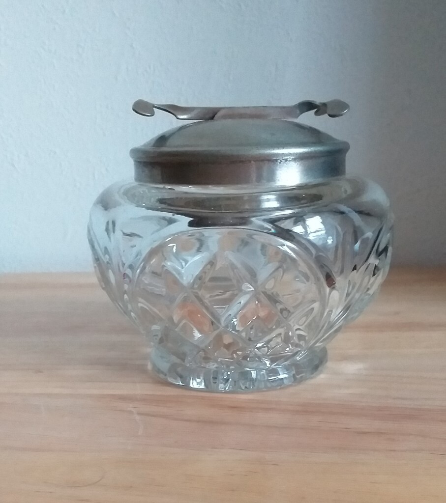 Cut Glass Sugar Bowl Lid With Integrated Tongs in Colliers Wood
