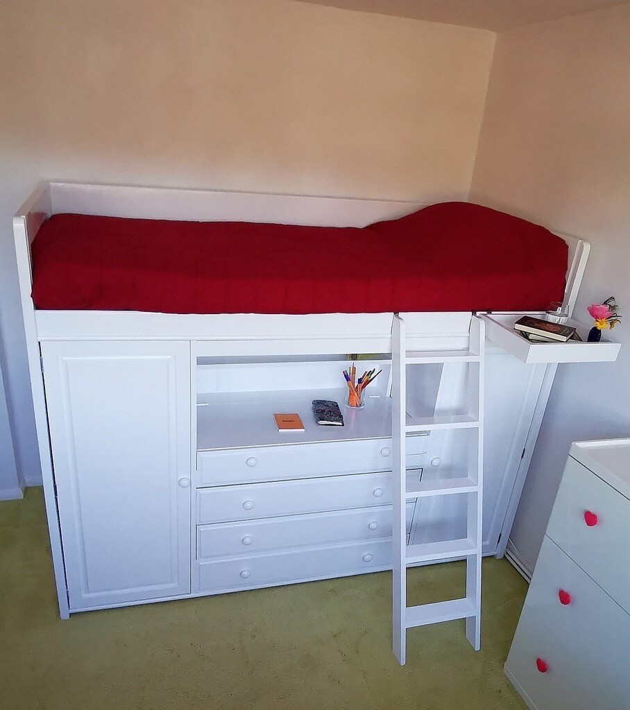 Single White Cabin Bed Including Desk And Storage In Meopham