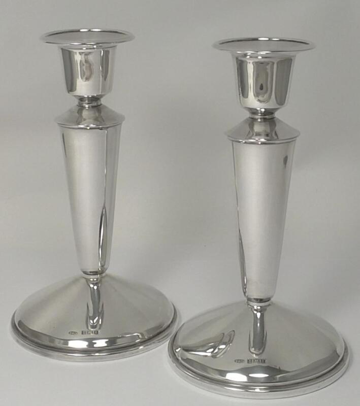 Vintage Pair of Sterling Silver Candlesticks (13cm)  – Hallmarked 1966