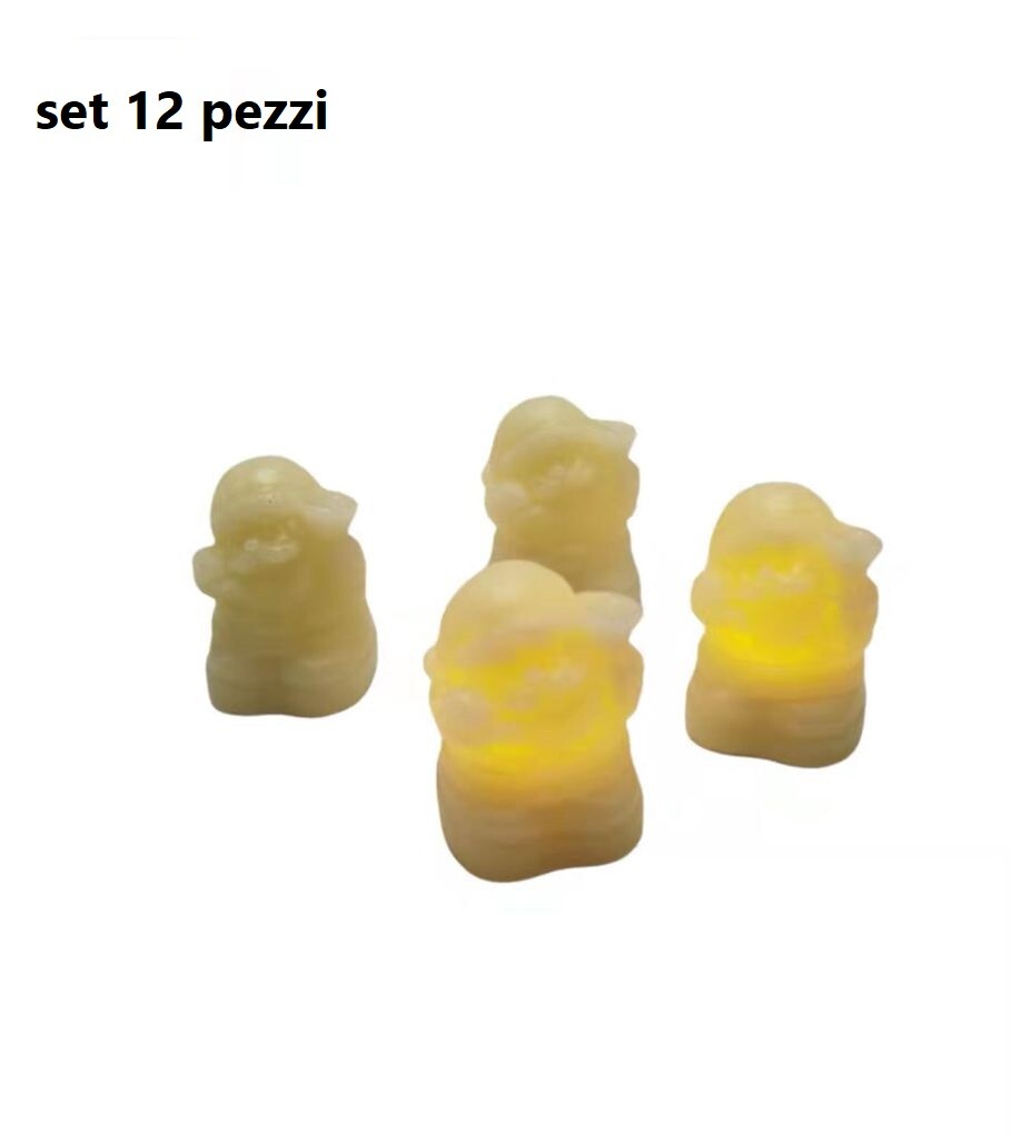 Set 12 Pz Candele Led Lumini A Forma Di Babbo Natale Luce Decorazione bal