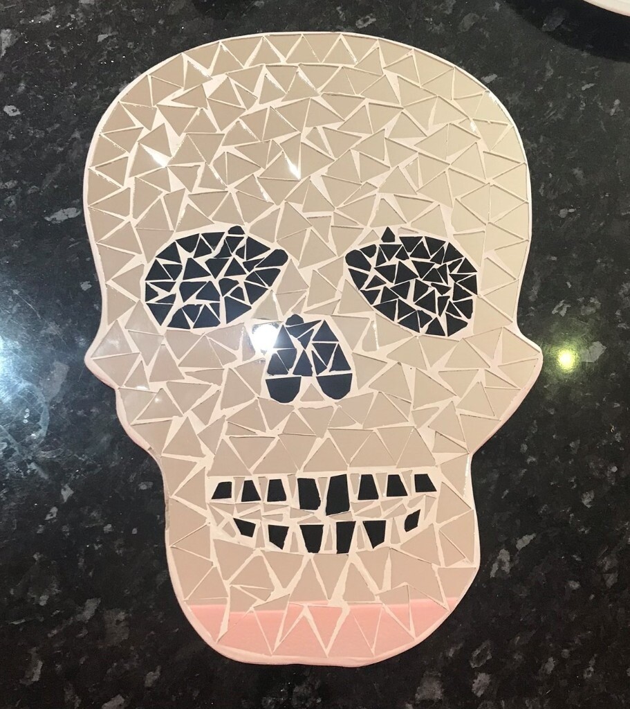Mosaic Skull Wall Mirror Hanging Handmade in Bali Fairtrade in
