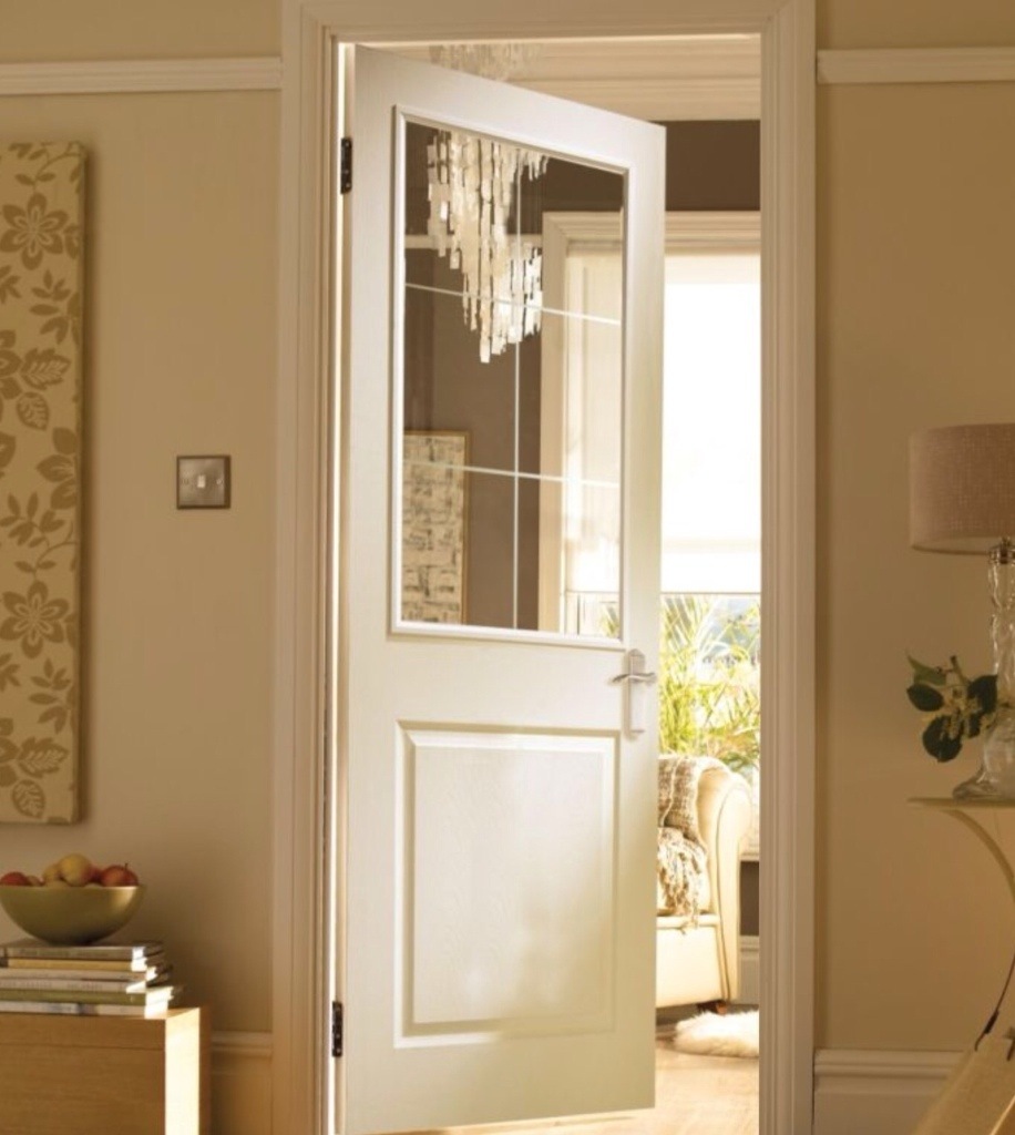 2 x 2 panel primed smooth glazed internal doors from B&Q Brand new