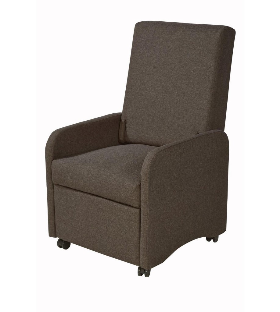 Brand New Fabric Folding Recliner Chair Turns to Handy Stool - Brown