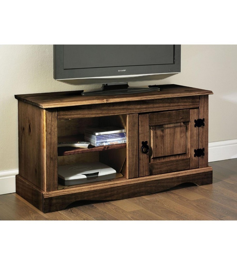Mexican Style Solid Pine Merida TV Unit with 2 Shelves Home Furniture
